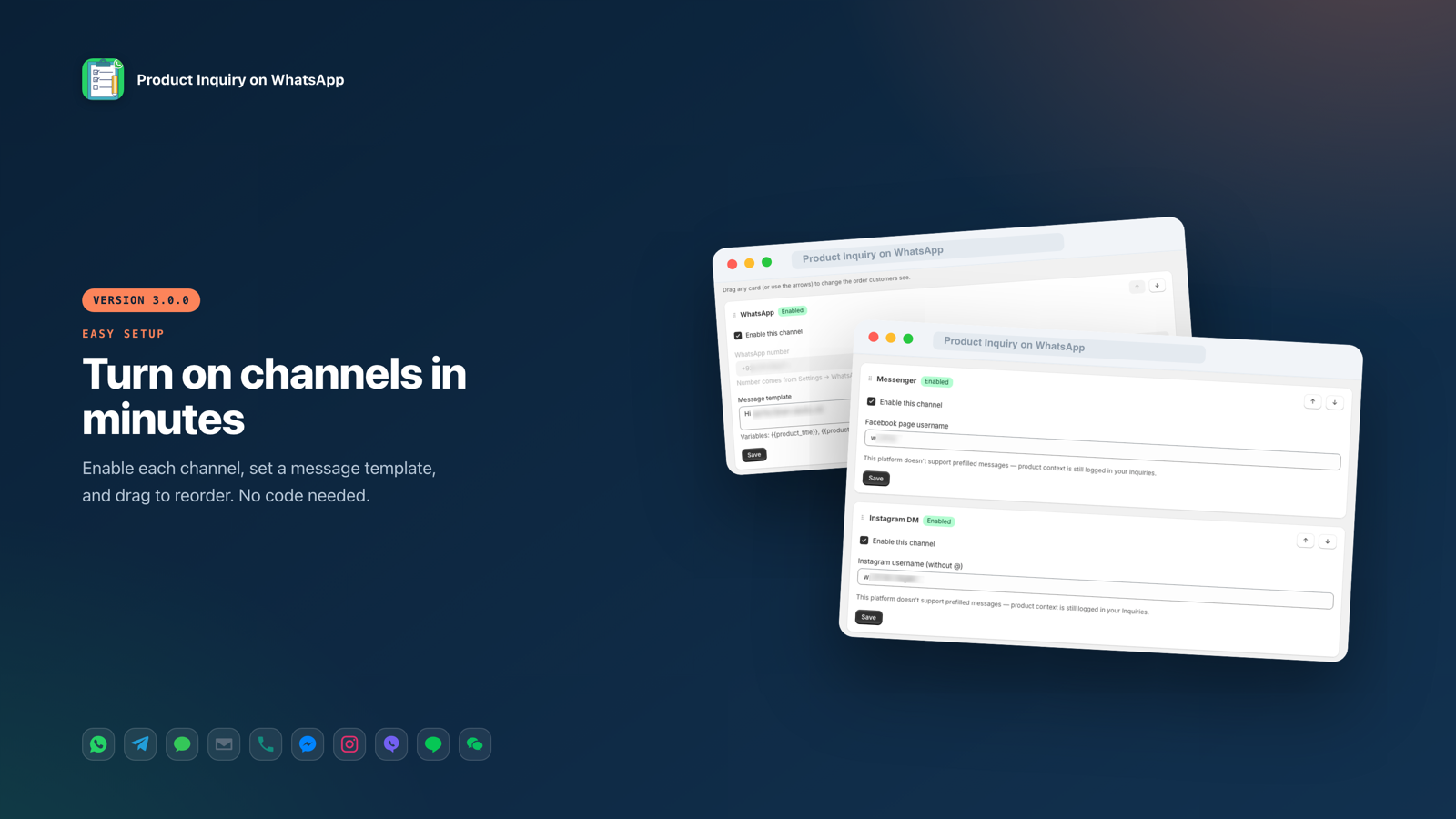 Enable and reorder contact channels with message templates