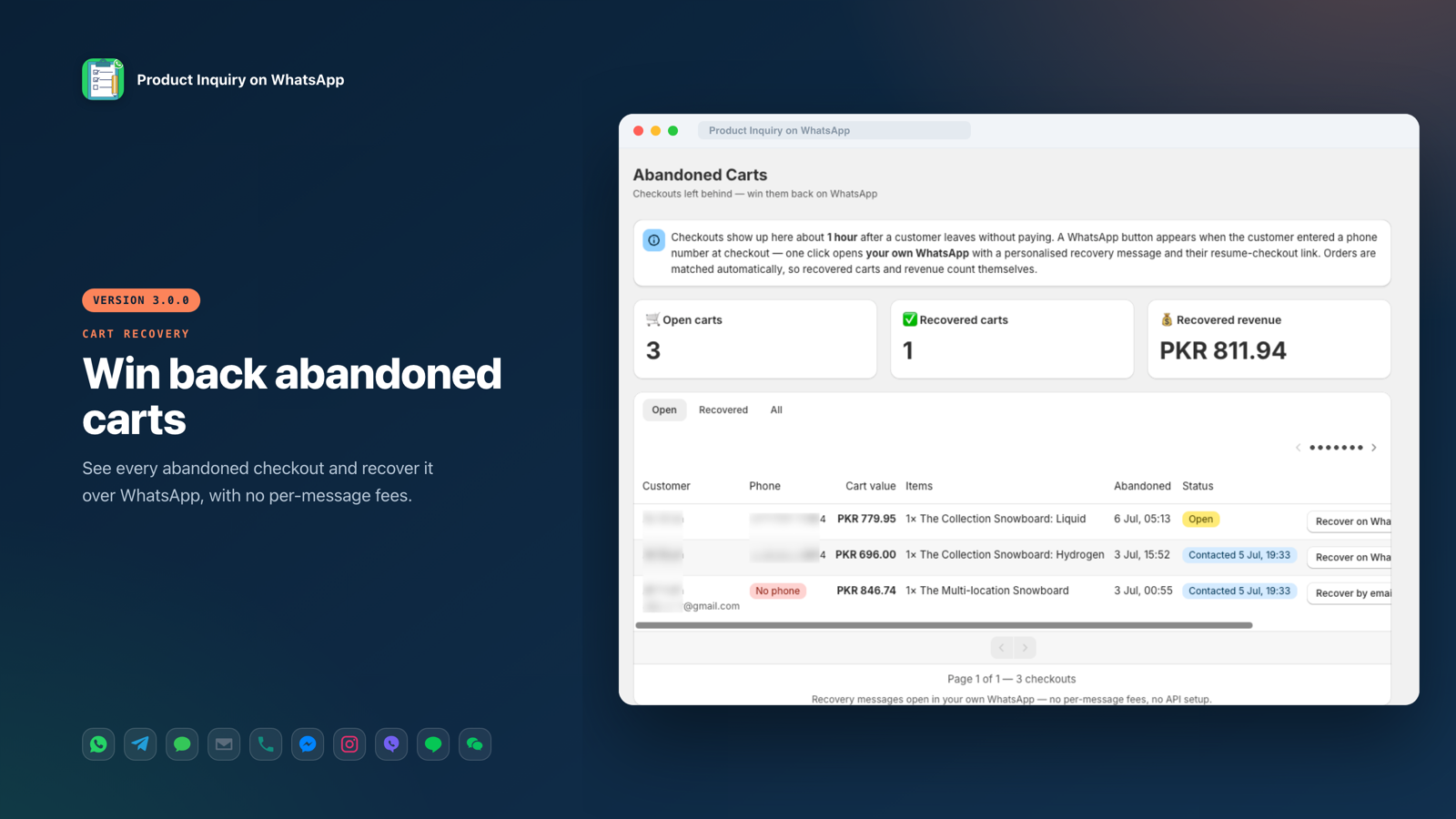 Recover abandoned carts over WhatsApp with cart details